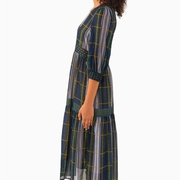 Gretchen Scott Designs plaid, tiered midi dress. - Picture 6 of 7